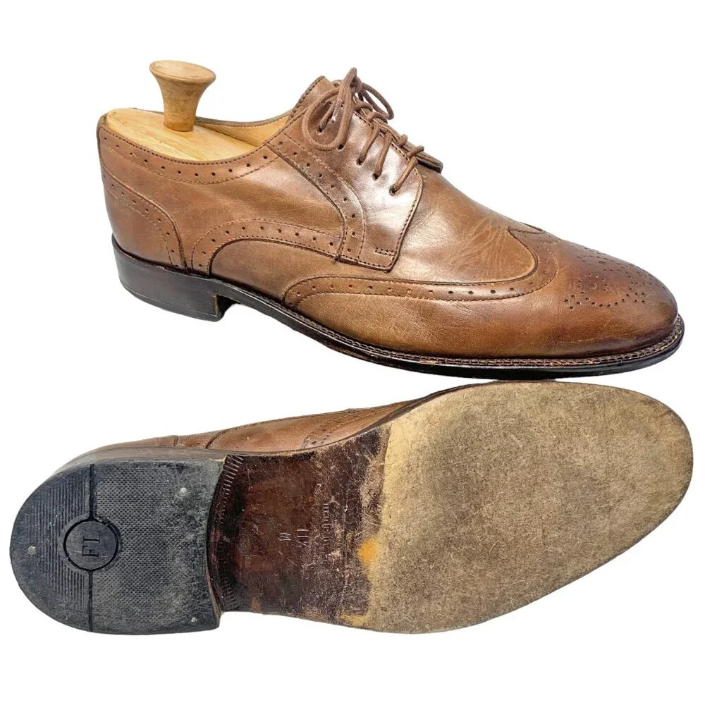 Mercanti Fiorentini 6703 Mid Brown Leather Brogue Accent‎ Wingtip Dress Oxford